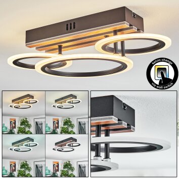 Galen Deckenleuchte LED Holzoptik, Schwarz, 1-flammig
