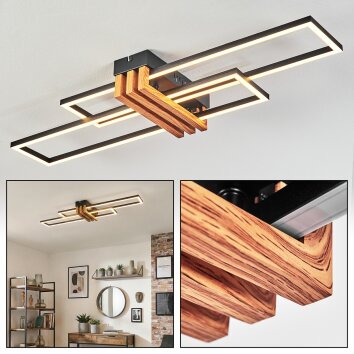 Macos Deckenleuchte LED Holzoptik, Schwarz, 1-flammig