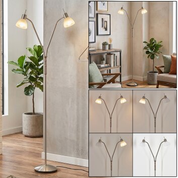 Arcen Stehleuchte LED Nickel-Matt, 2-flammig