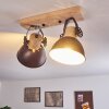 Orny Deckenleuchte Anthrazit, Holz hell, 2-flammig
