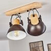 Orny Deckenleuchte Anthrazit, Holz hell, 2-flammig